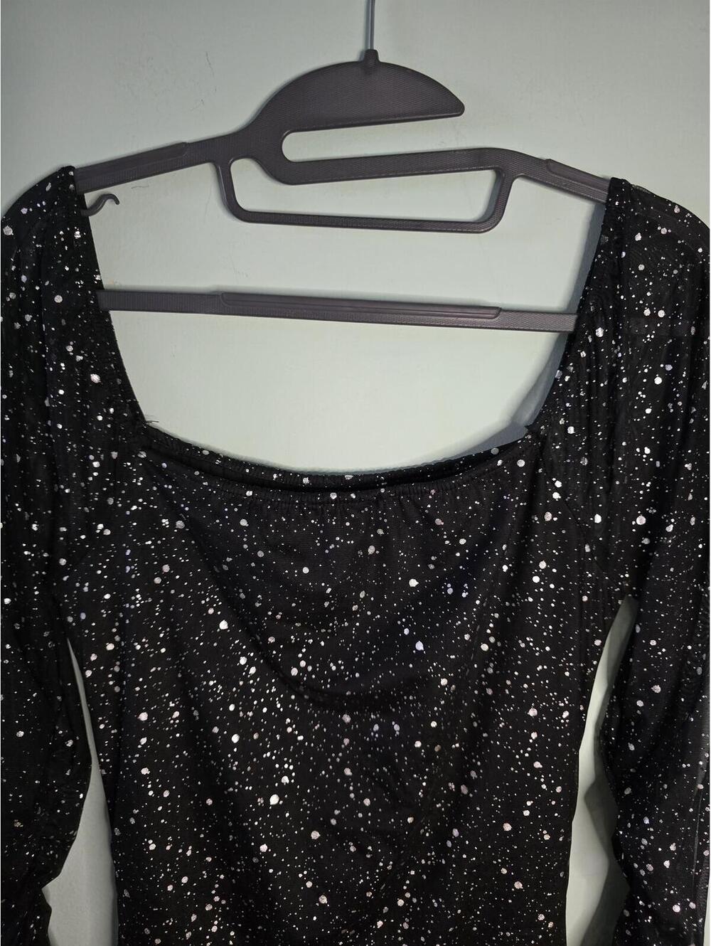 Mxrag Women's Black Sparkle Long Sleeve Bodycon Mini Dress,chic,ellegant Size S - Picture 11 of 16